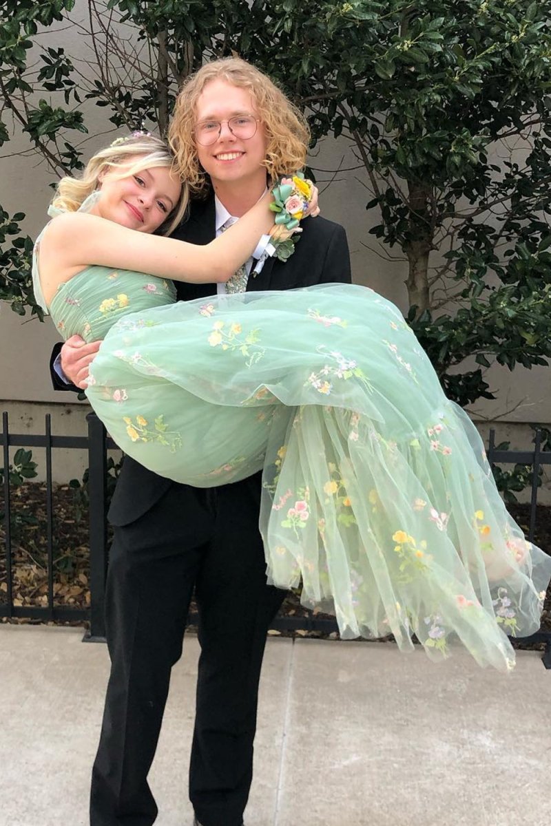 Sevoba|A Line Sweetheart Long Prom Dress with Embroidery