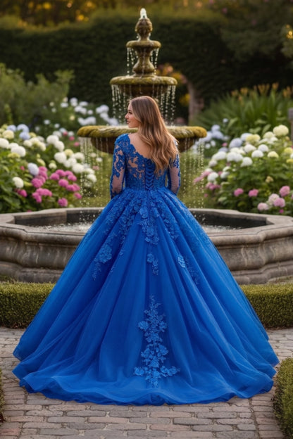 Charming Ball Gown Long Sleeve Quinceañera Dress With Floral Lace | Sevoba