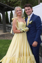 Red Sweetheart Bow Strap A-Line Long Prom Dress