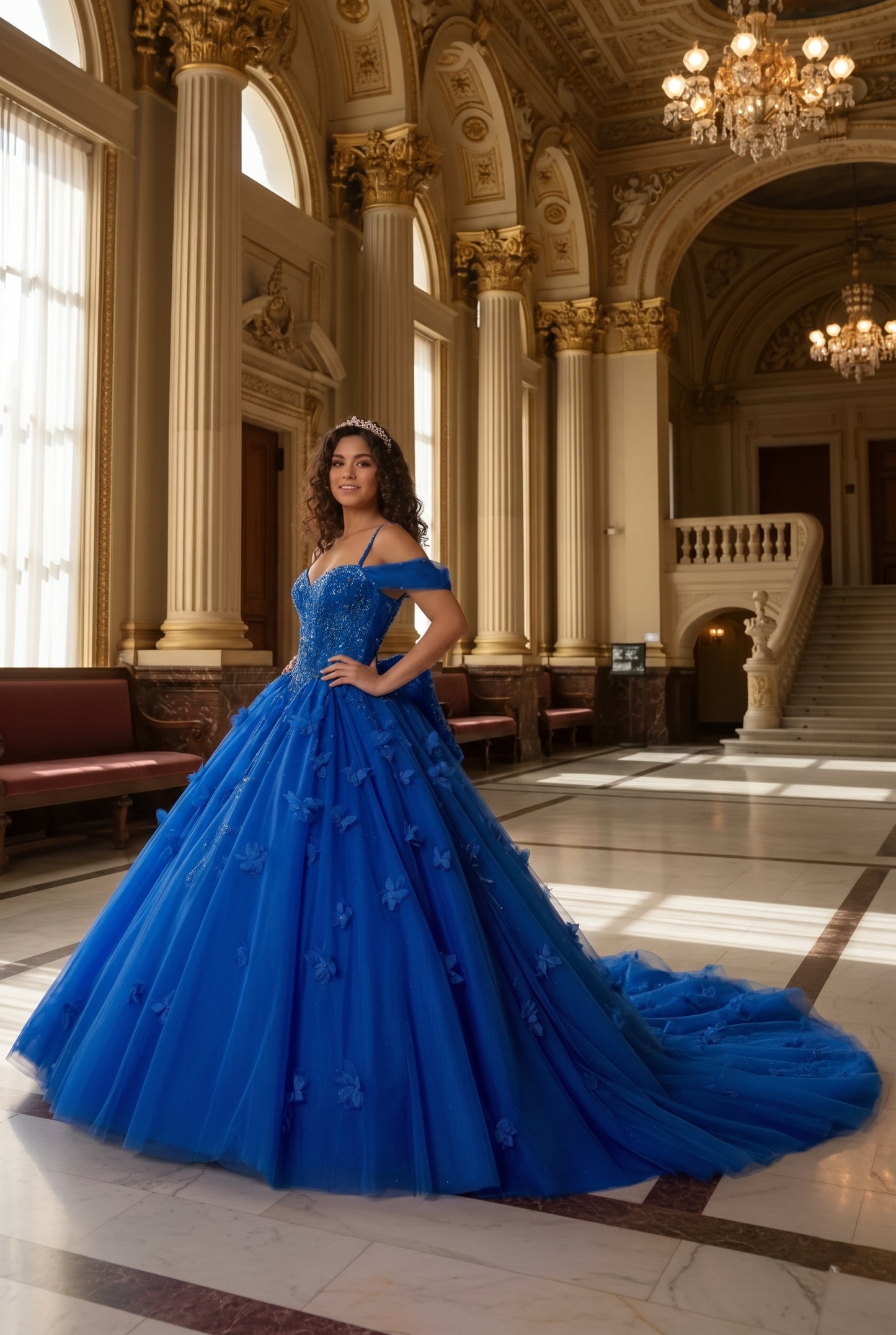 Charming Ball Gown Cold Shoulder Quinceañera Dress With 3D Floral and Lace | Sevoba