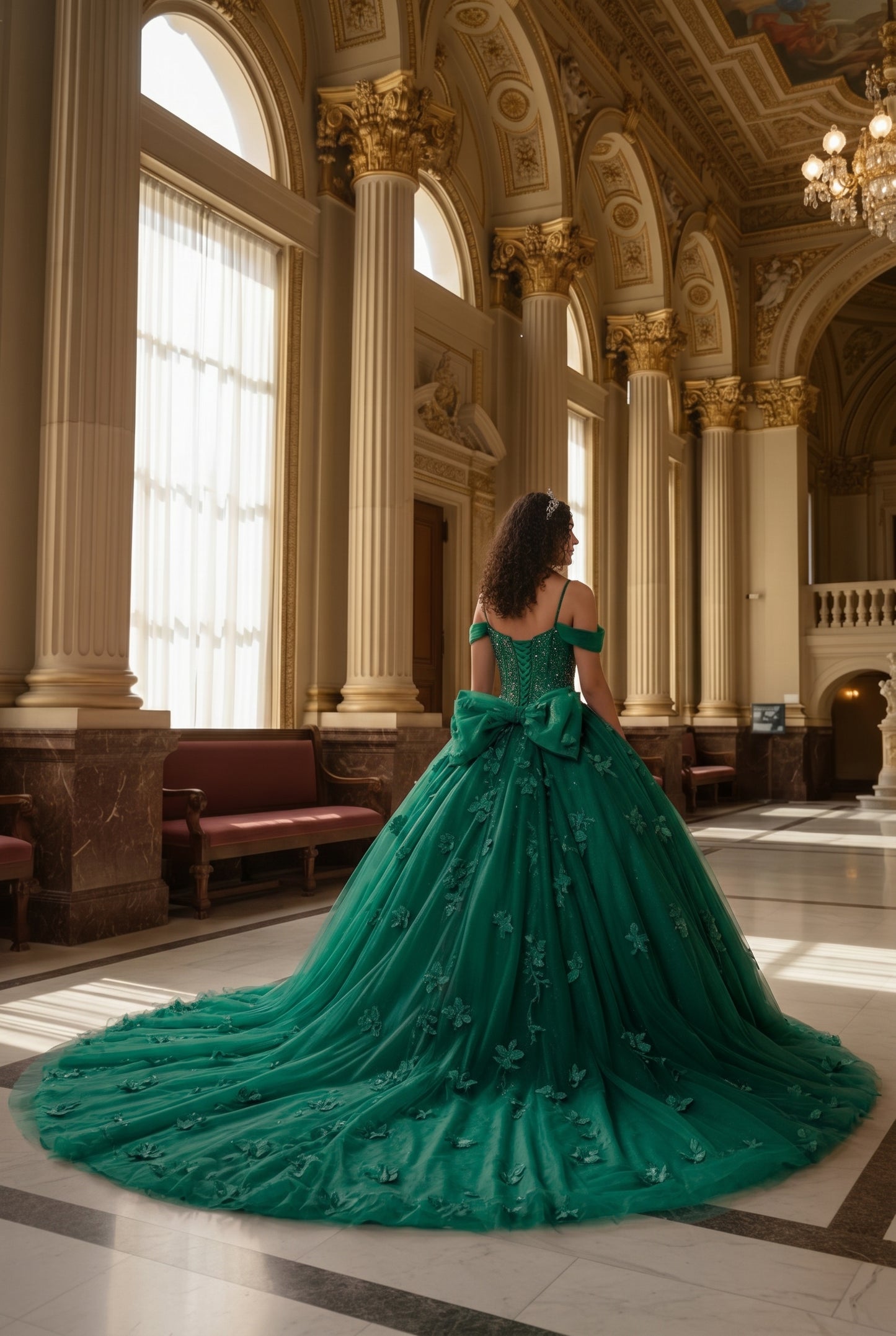 Charming Ball Gown Cold Shoulder Quinceañera Dress With 3D Floral and Lace | Sevoba