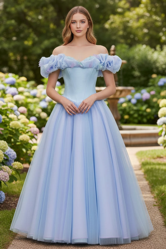 Tulle Off the Shoulder Prom Dress With Crystals & Butterflies | Sevoba