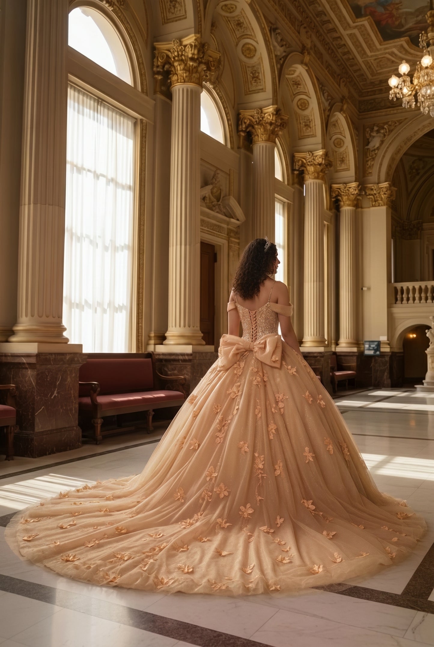 Charming Ball Gown Cold Shoulder Quinceañera Dress With 3D Floral and Lace | Sevoba