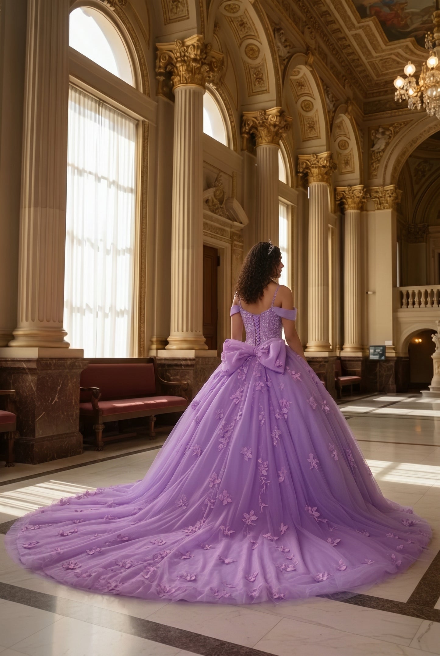 Charming Ball Gown Cold Shoulder Quinceañera Dress With 3D Floral and Lace | Sevoba