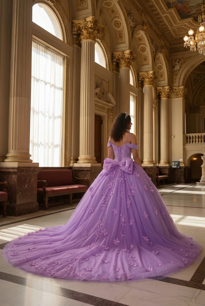 Charming Ball Gown Cold Shoulder Quinceañera Dress With 3D Floral and Lace | Sevoba