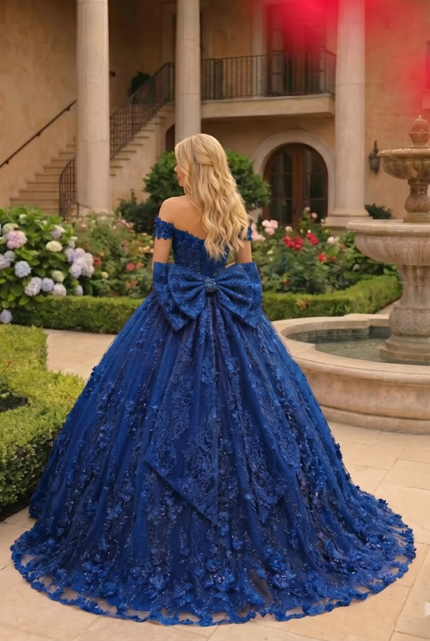 Charming Ball Gown Cold Shoulder Quinceañera Dress With Floral Lace and Bow | Sevoba