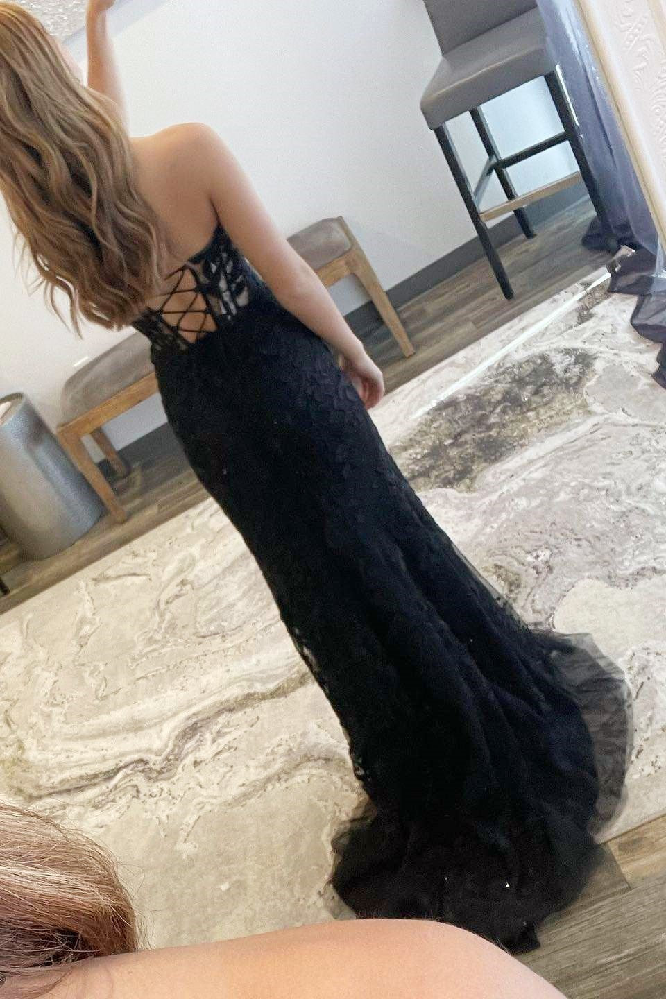 Sevoba|Classic Lace Appliques Strapless Mermaid Prom Dress with Slit
