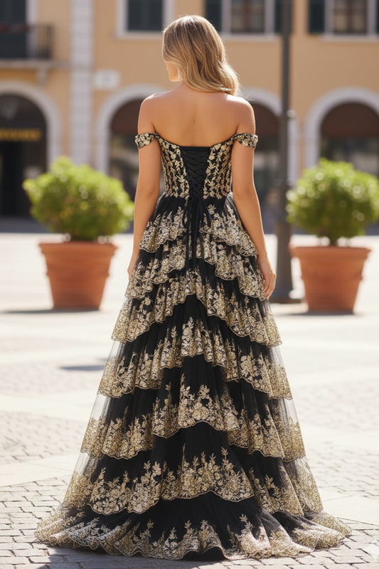 Off the Shoulder Sequin Long Prom Dress with Slit | Sevoba