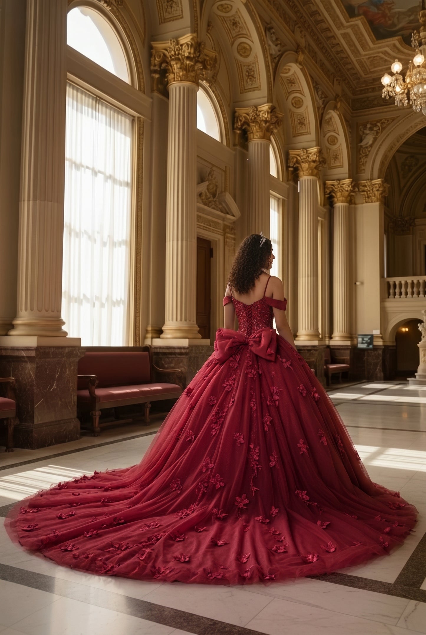 Charming Ball Gown Cold Shoulder Quinceañera Dress With 3D Floral and Lace | Sevoba