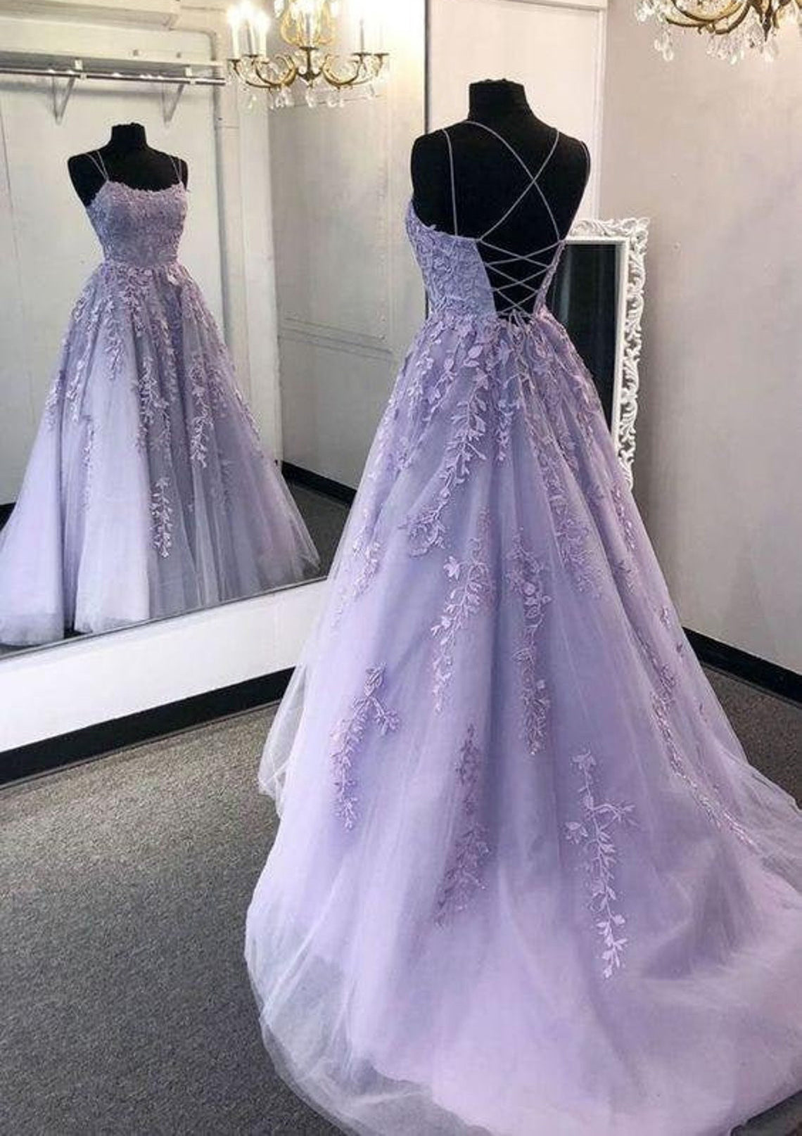 Ball Gown Scoop Neck Long/Floor-Length Tulle Prom Dress