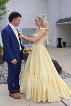 Red Sweetheart Bow Strap A-Line Long Prom Dress