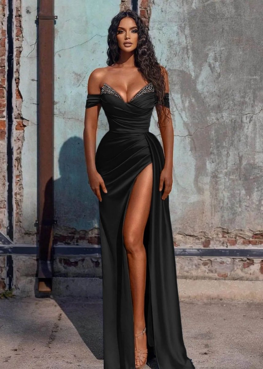 Sevoba|Mermaid Satin Long Prom Dress with Slit