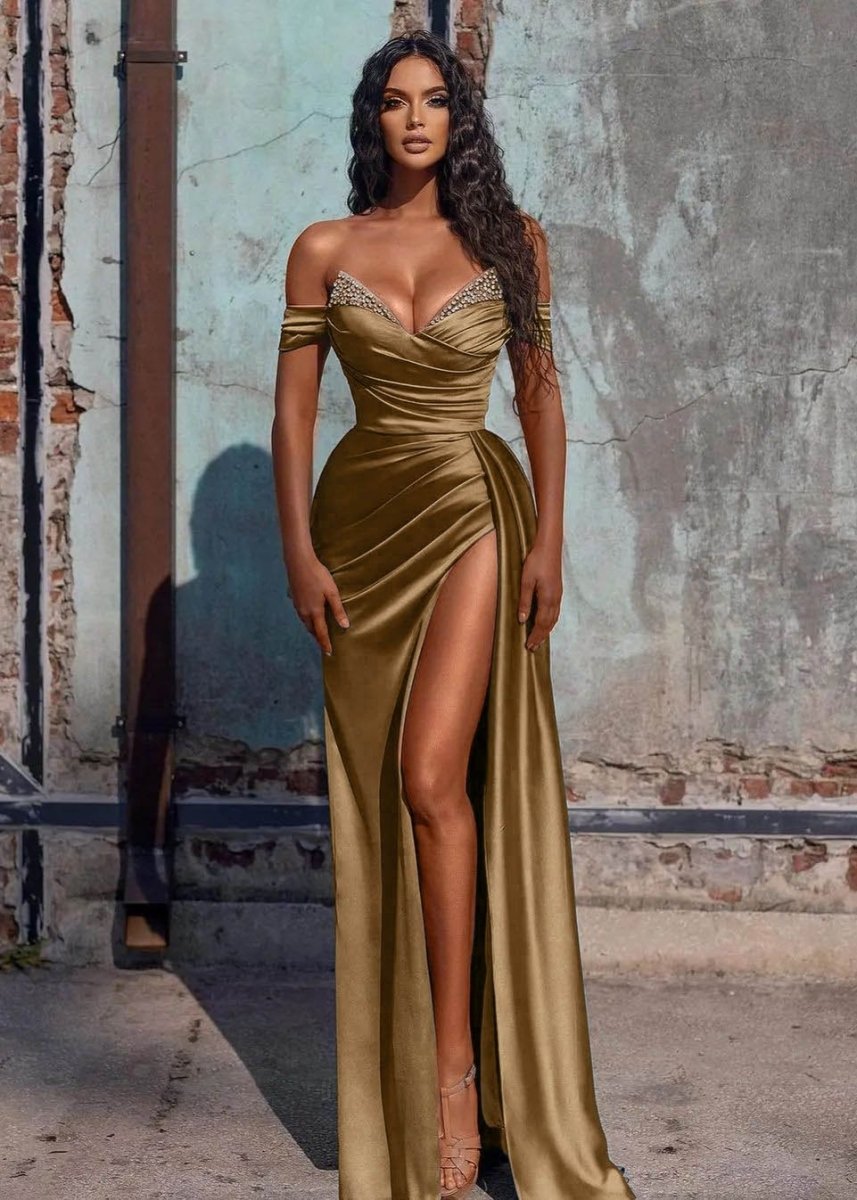 Sevoba|Mermaid Satin Long Prom Dress with Slit