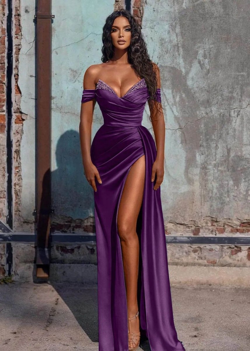 Sevoba|Mermaid Satin Long Prom Dress with Slit