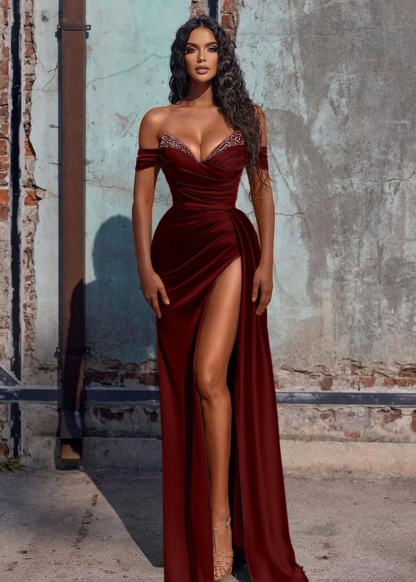 Sevoba|Mermaid Satin Long Prom Dress with Slit