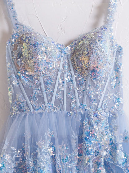 Sevoba|Princess A Line Off the Shoulder Corset Prom Dress with Lace Ruffles