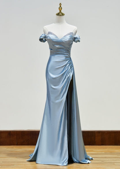 Sevoba|Mermaid Satin Long Prom Dress with Slit