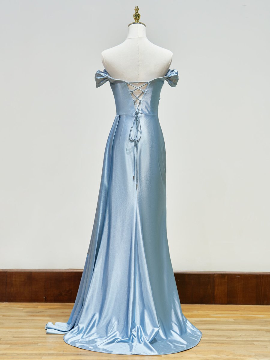 Sevoba|Mermaid Satin Long Prom Dress with Slit