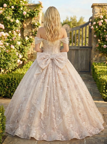 Charming Ball Gown cold shoulder Quinceañera Dress With Embroidery and Bow | Sevoba
