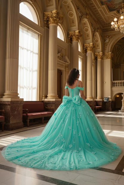 Charming Ball Gown Cold Shoulder Quinceañera Dress With 3D Floral and Lace | Sevoba