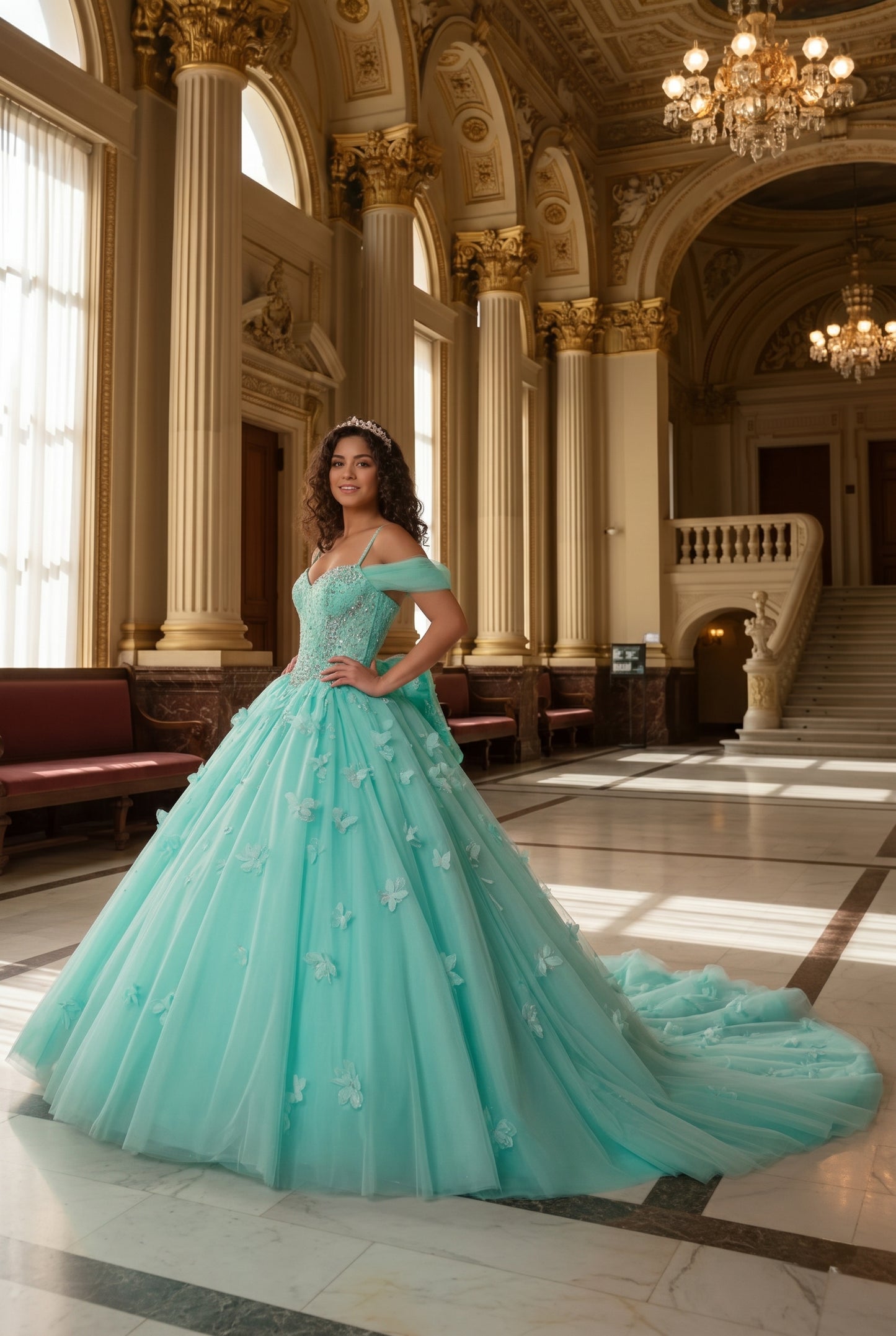 Charming Ball Gown Cold Shoulder Quinceañera Dress With 3D Floral and Lace | Sevoba