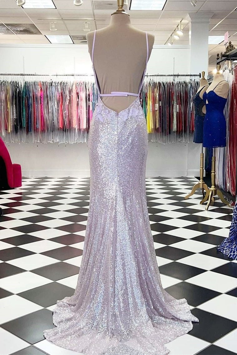 Miracle |Mermaid V Neck Sequins Prom Dress with Slit