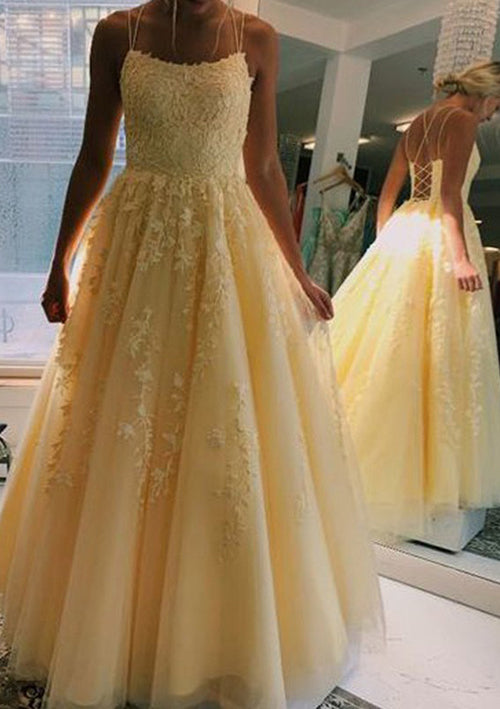 Ball Gown Scoop Neck Long/Floor-Length Tulle Prom Dress