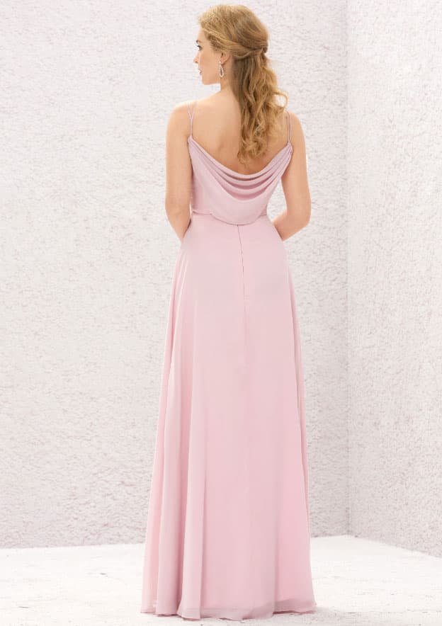 A-line Sweetheart Sleeveless Long/Floor-Length Chiffon Bridesmaid Dress With Pleated