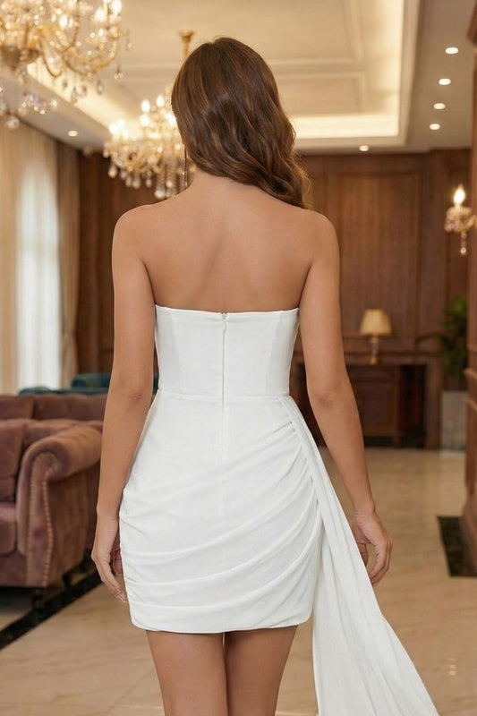 Sheath Scoop Neck Short Homecoming Dresses With Train | Sevoba