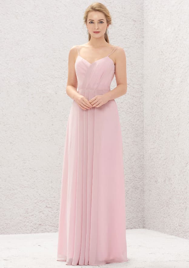 A-line Sweetheart Sleeveless Long/Floor-Length Chiffon Bridesmaid Dress With Pleated