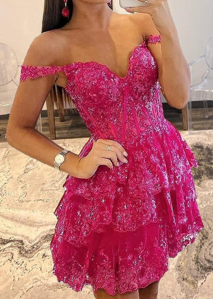 Everly |Short A-Line Sweetheart Tiered Homecoming Dress