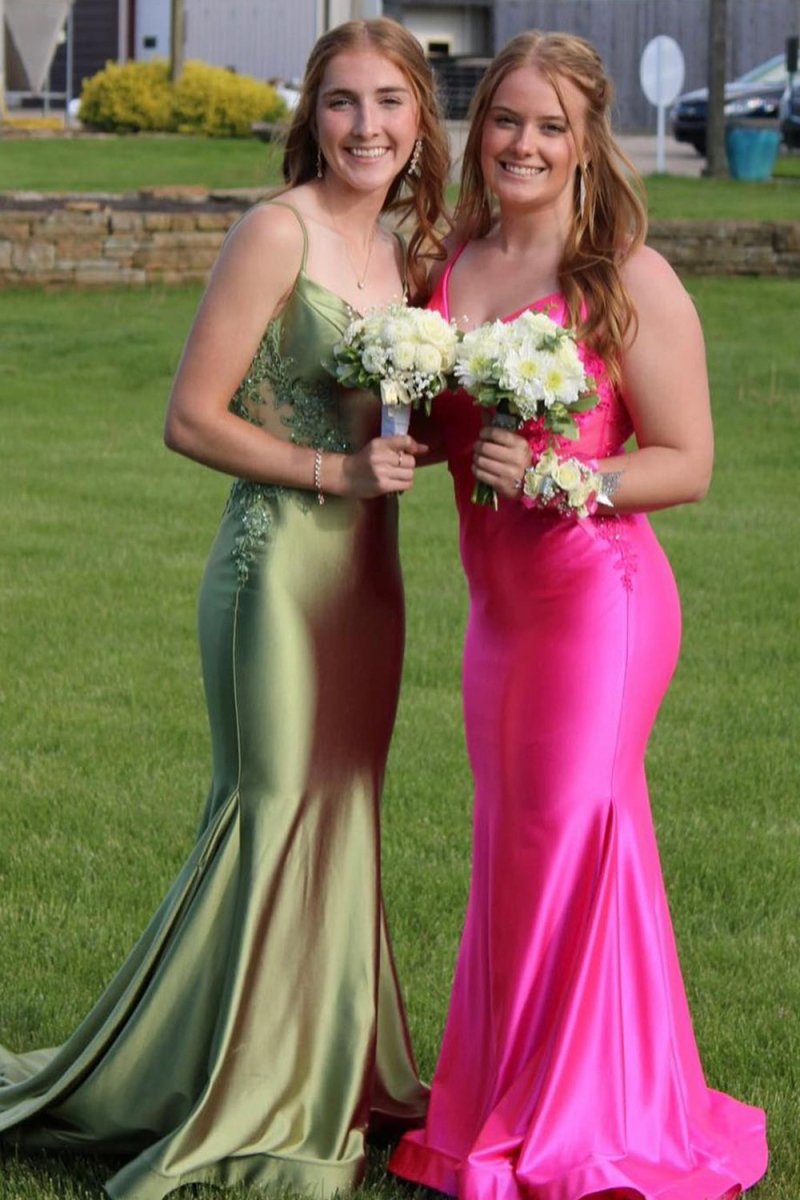 Sage Green Spaghetti Strap Backless Trumpet Long Gown