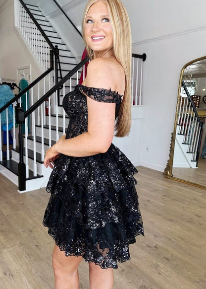 Everly |Short A-Line Sweetheart Tiered Homecoming Dress