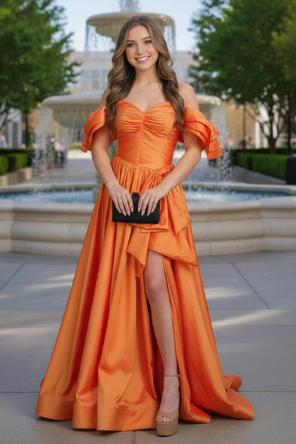 Sweetheart Pleated A-Line Prom Dress With Bow | Sevoba