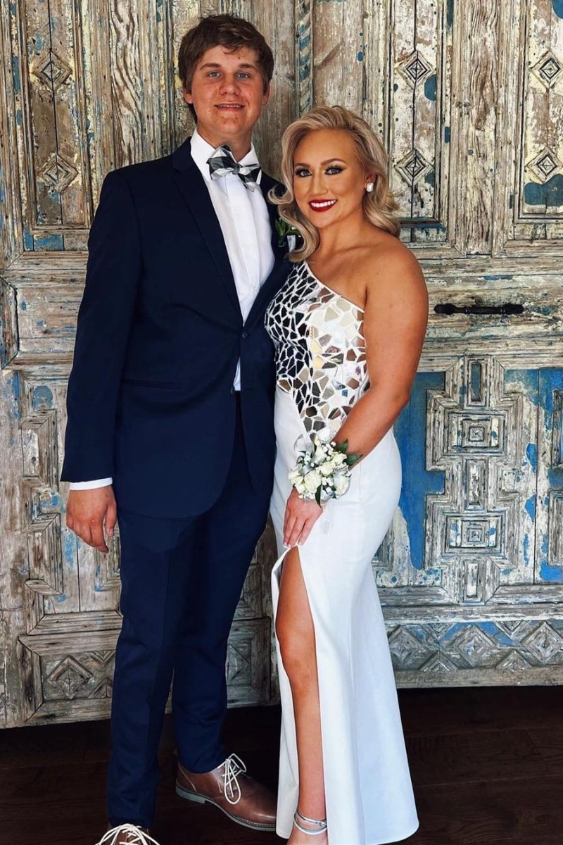 Sevoba|Sheath One Shoulder Cut Mirror Sequins Prom Dress