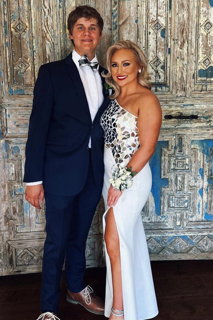 Sevoba|Sheath One Shoulder Cut Mirror Sequins Prom Dress