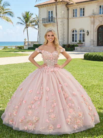 Charming Ball Gown Illusion Neck Quinceañera Dress With 3D Floral & Lace | Sevoba