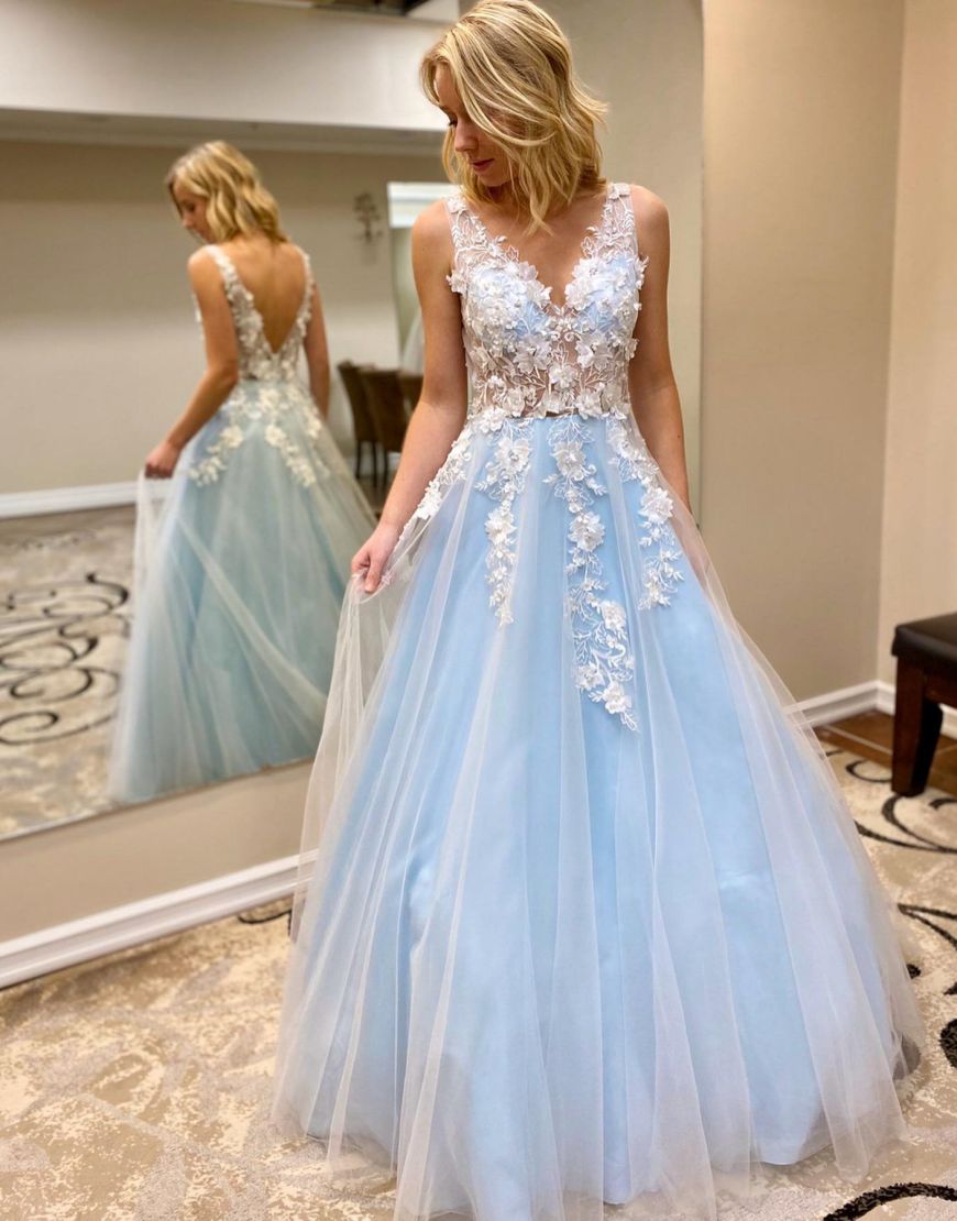 Jemma | A-Line Floor Length Prom Evening Dress With Appliques