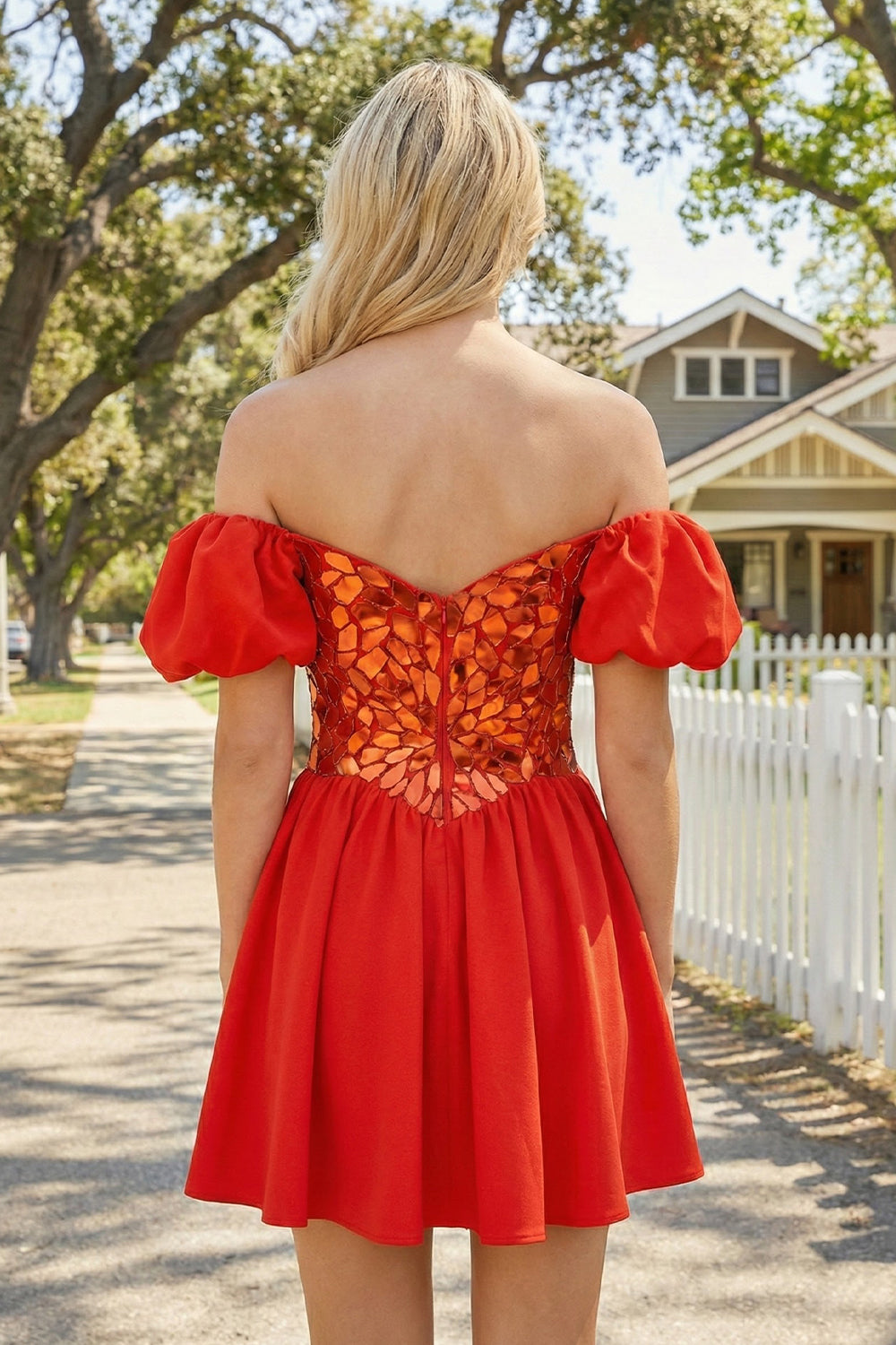 A-Line Short Red Cut-Glass Sweetheart Dress | Sevoba
