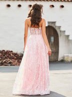Sevoba | A-line Sweetheart Floor-length Sequins Prom Dress Blushing Pink