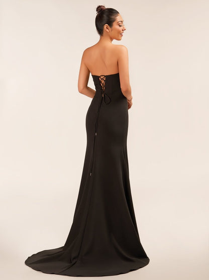 Sweetheart Black Mermaid Prom Dress with Bow