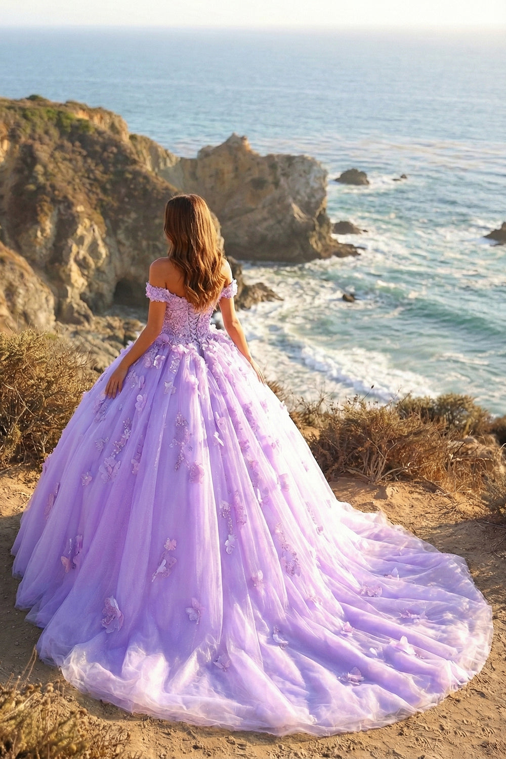 Charming Ball Gown Cold Shoulder Quinceañera Dress With 3D Floral & Lace | Sevoba