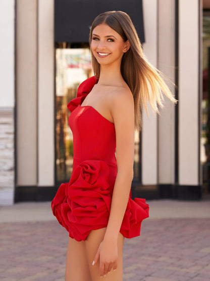 Ireka | White Strapless Bodycon Homecoming Dress With Ruffles