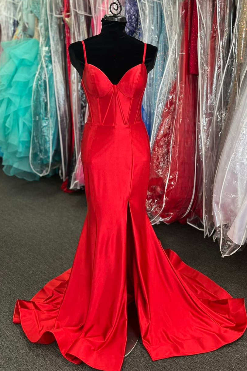 Sevoba|Hot Pink Satin Simple Mermaid Prom Dress