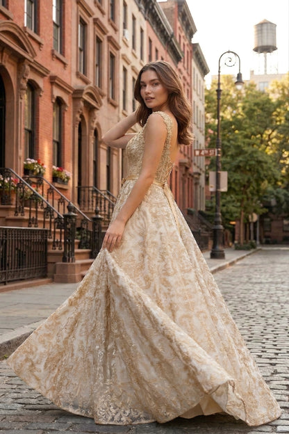 Square Neck Lace Corset A-Line Prom Dress with Satin Bow & Lace-Up Back | Sevoba