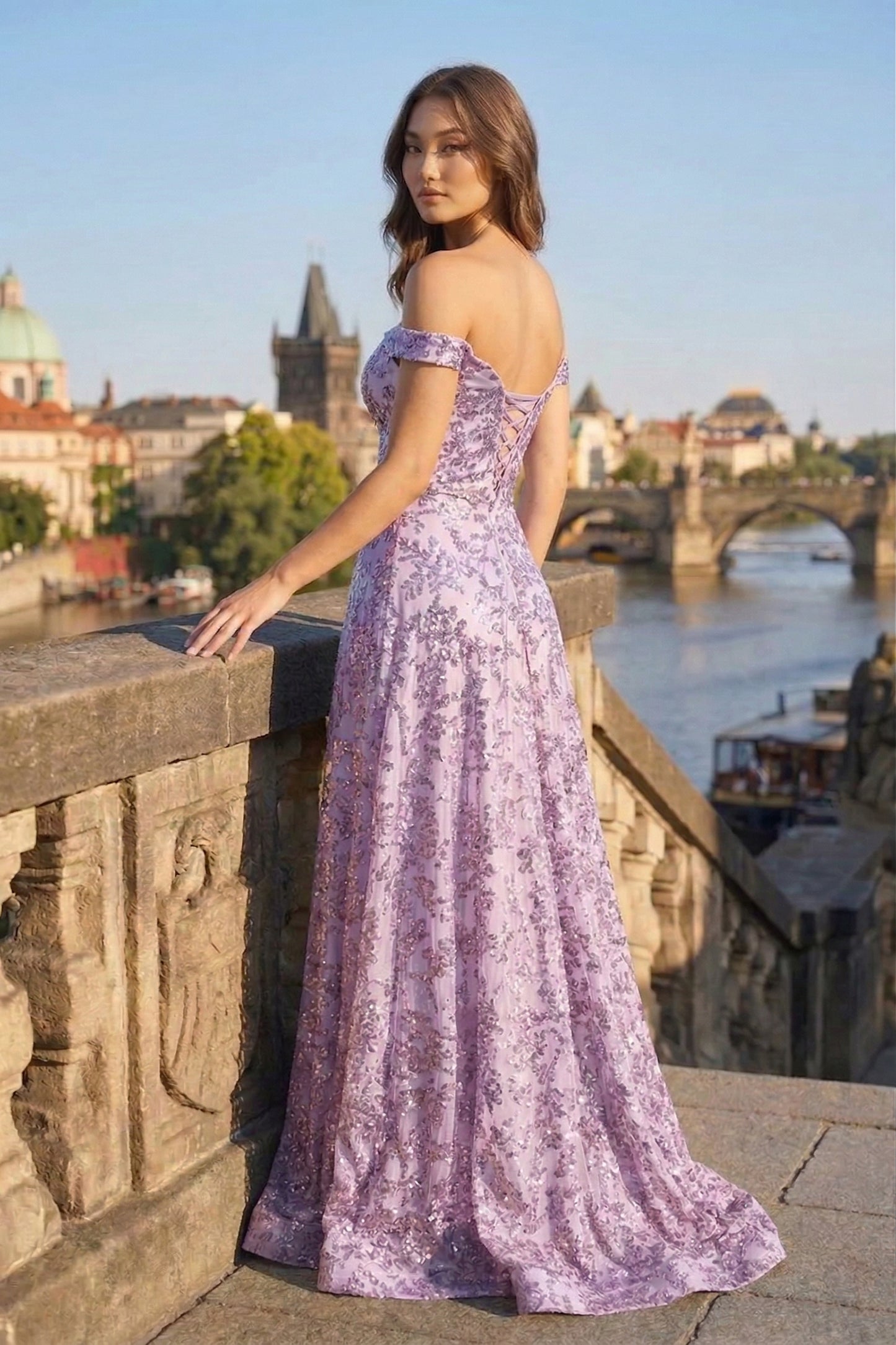 Off-the-Shoulder Sweetheart Sequin Lace Mermaid Prom Dress with Lace-Up Back | Sevoba