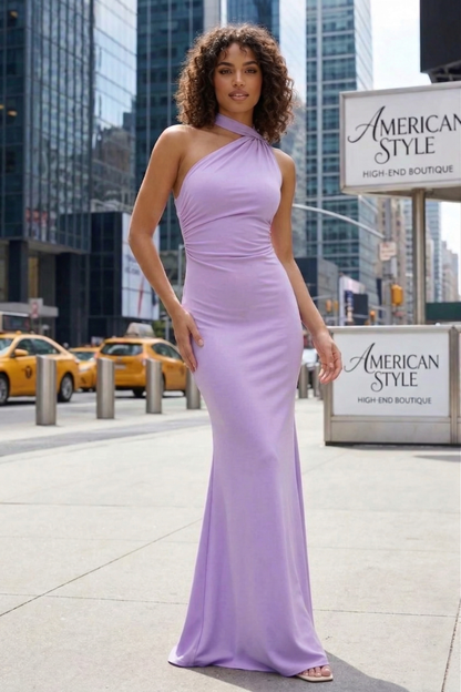 Halter Neck Open Back Mermaid Prom Dress with Bow Detail | Sevoba