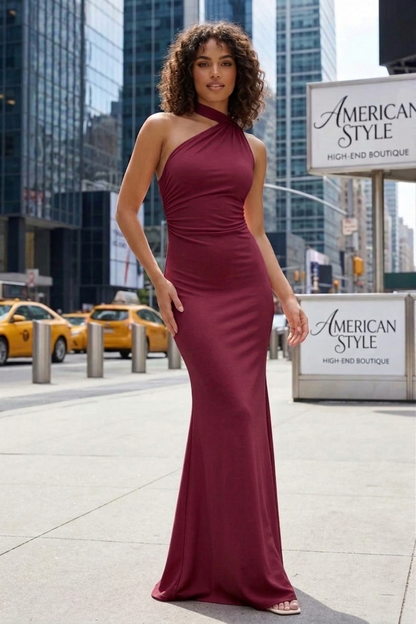Halter Neck Open Back Mermaid Prom Dress with Bow Detail | Sevoba