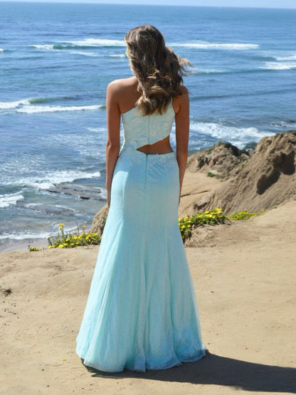 Gracelyn |Sheath One Shoulder Sequins Prom Dress with 3D Appliques