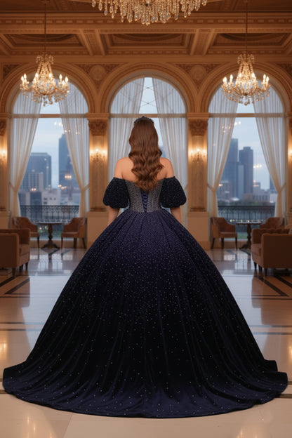 Luxurious Sparkle Ball Gown Cold Shoulder Quinceañera Dress | Sevoba